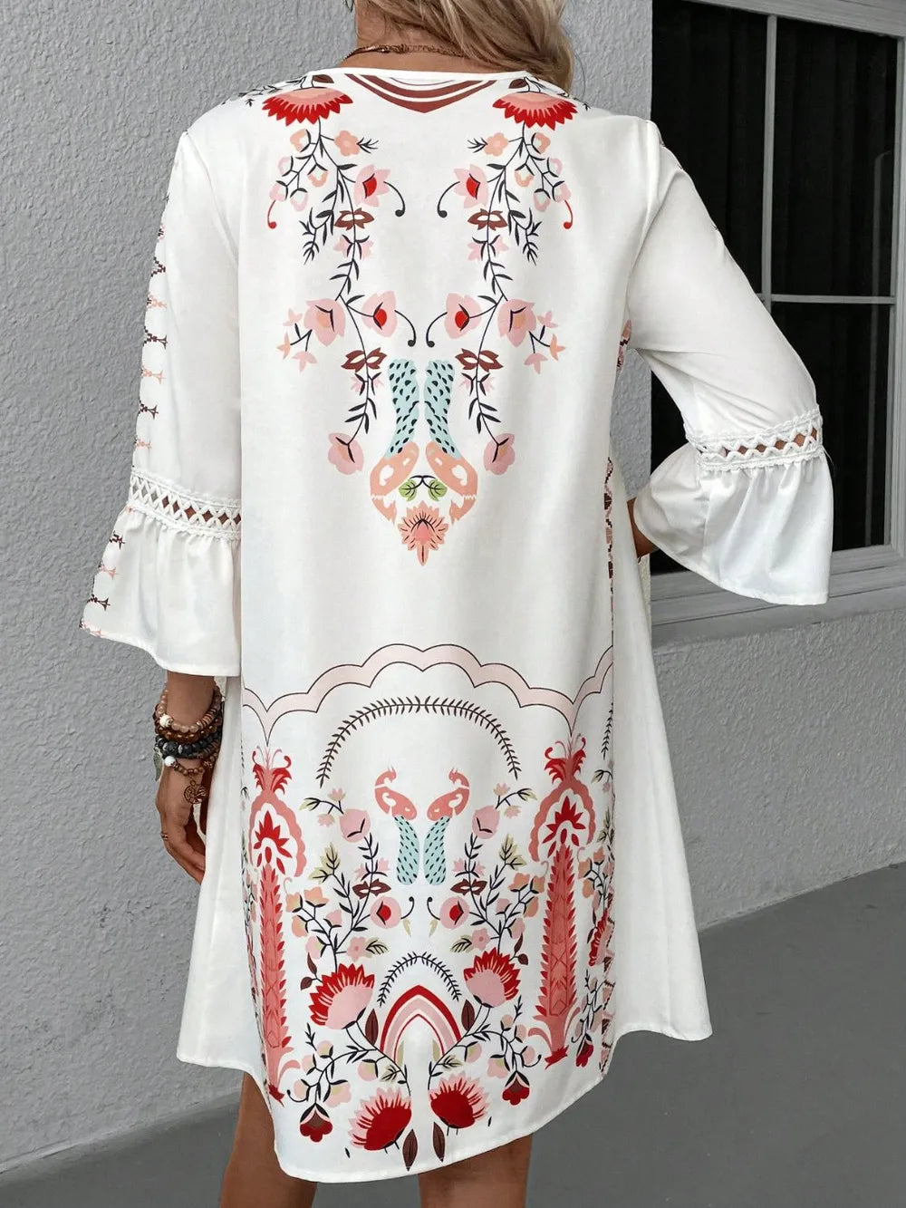 Printed Three-Quarter Sleeve Dress