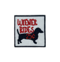 Wiener Rides 25 cents, Embroidered, Iron on Patch