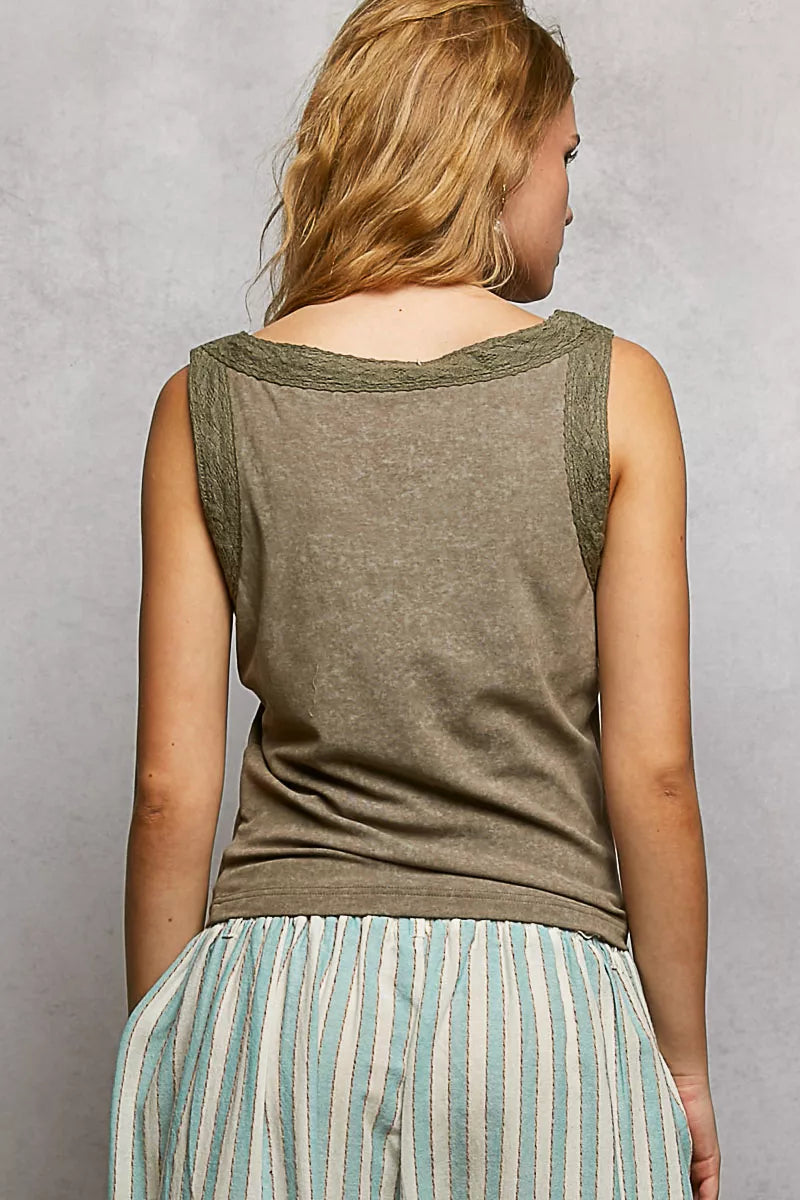POL Washed Round Neck Slim Tank Soft Jersey