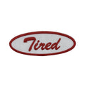Tired in Oval Mechanic Style, Red, Embroidered Iron on Patch