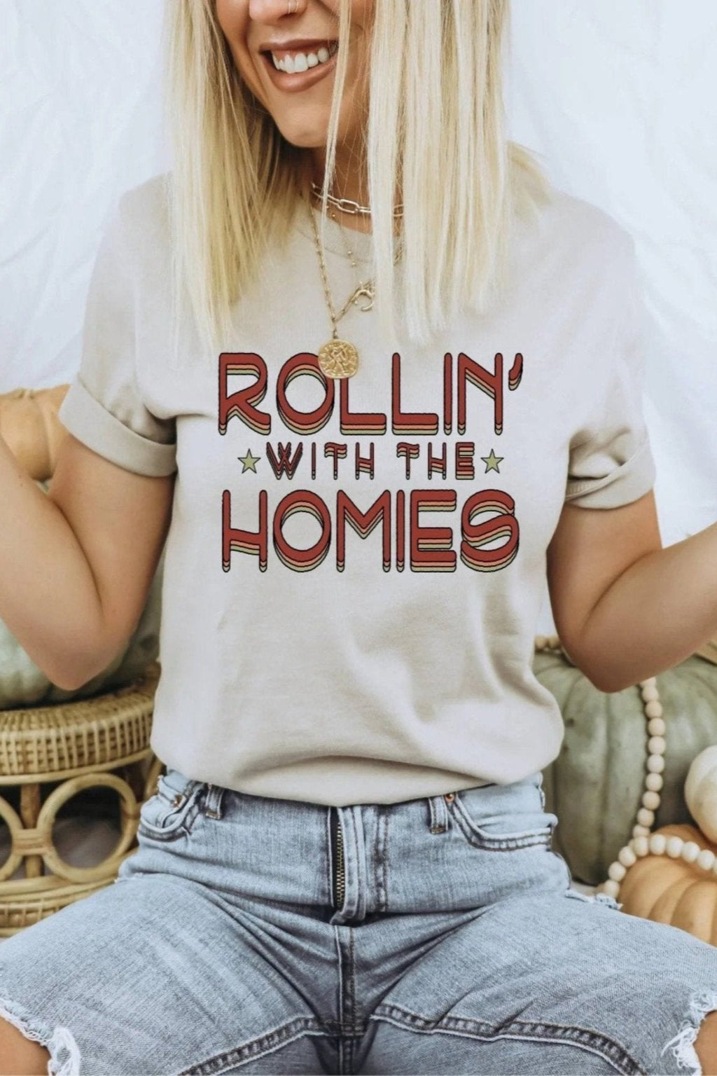 rollin with my homies graphic tee