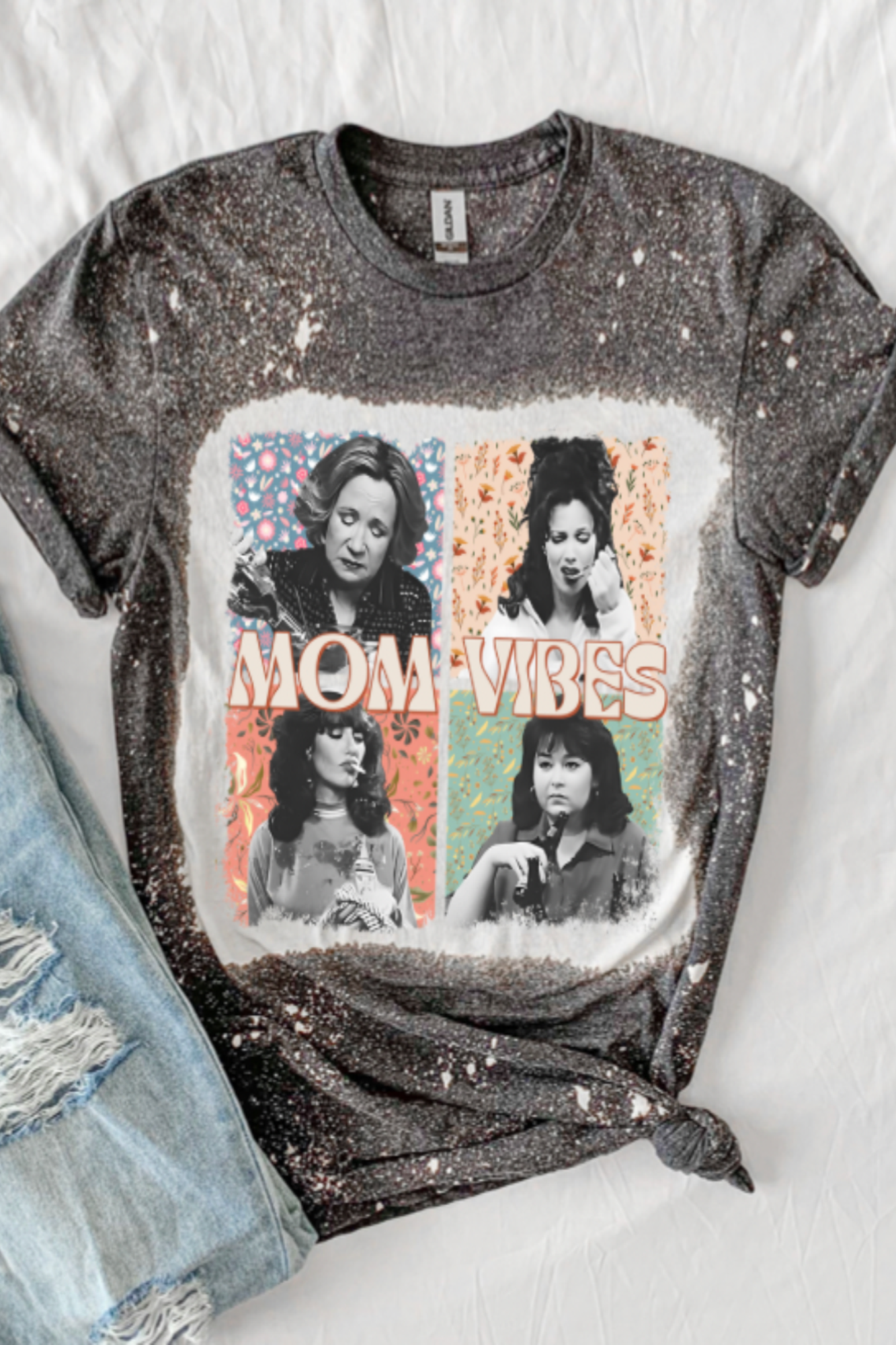 Mom Life Sitcom Bleached Graphic Tee 