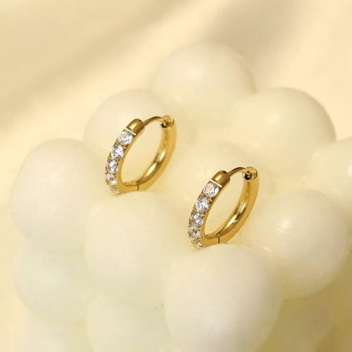 Gold-Plated Zircon Hoop Earrings