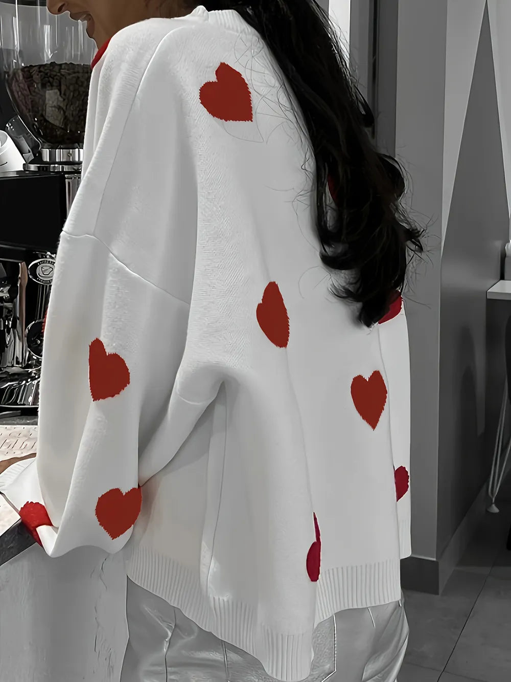 Valentine’s Day Heart Round Neck Long Sleeve Sweater For Girls 