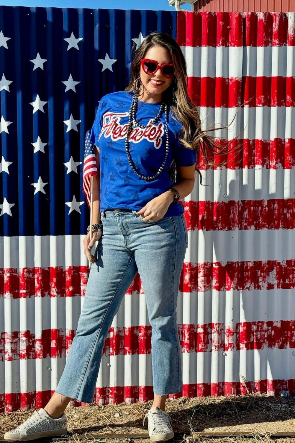 Firecracker Glitter Graphic T-Shirt