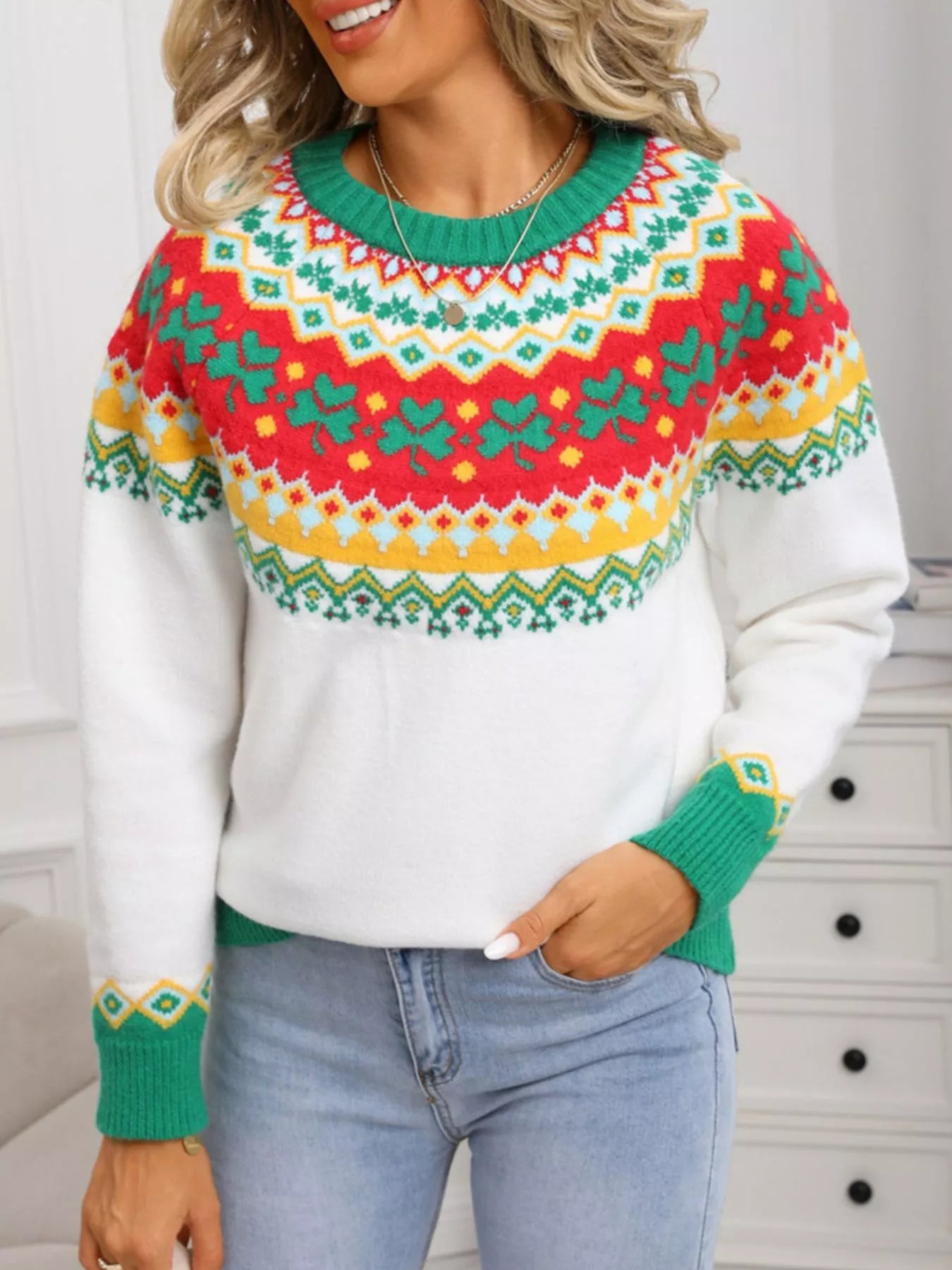  Neck Knitted Sweater