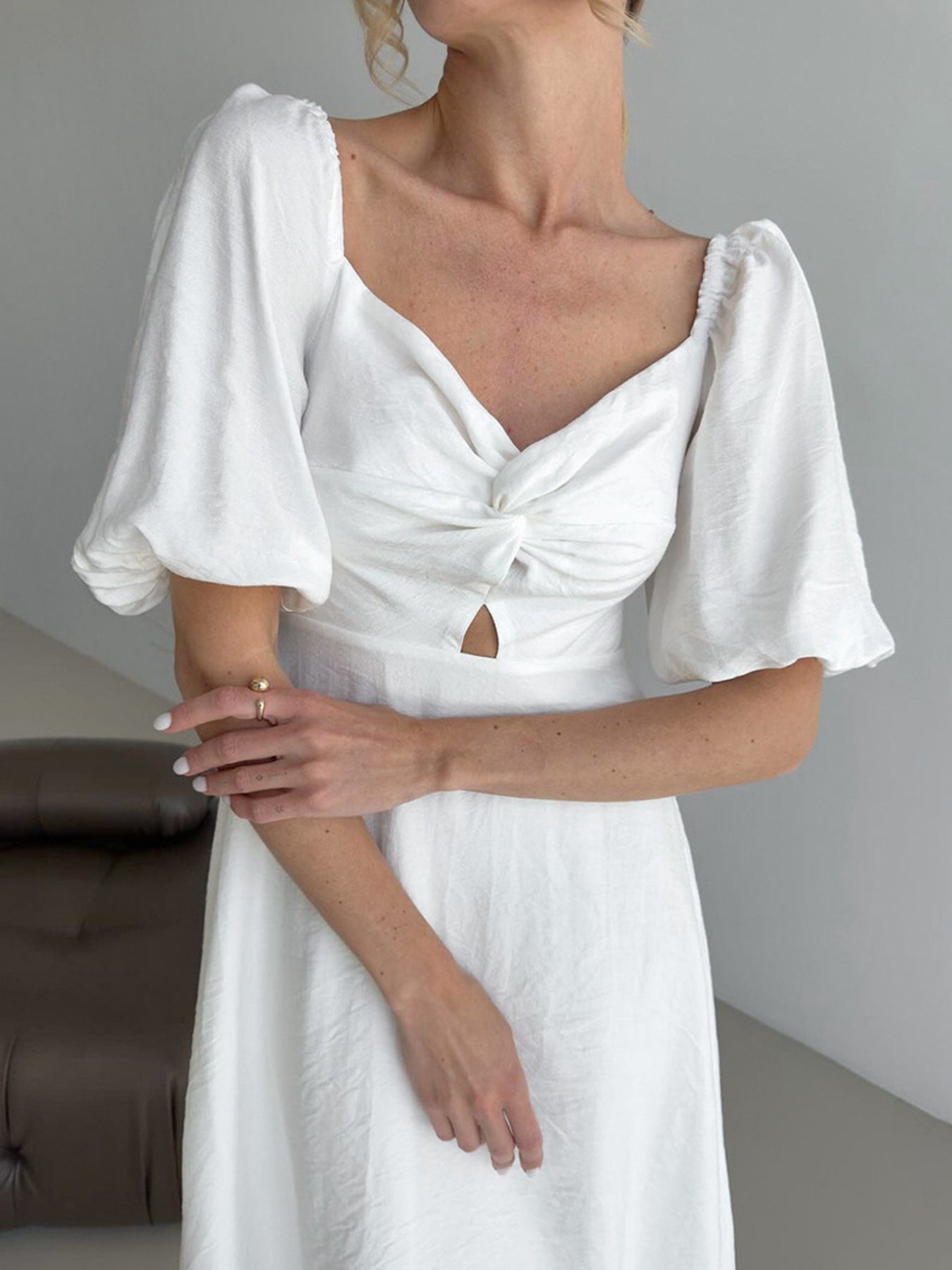 Puff Sleeve Midi Dress