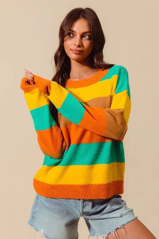 Girls Sweater with Ribbed Detail