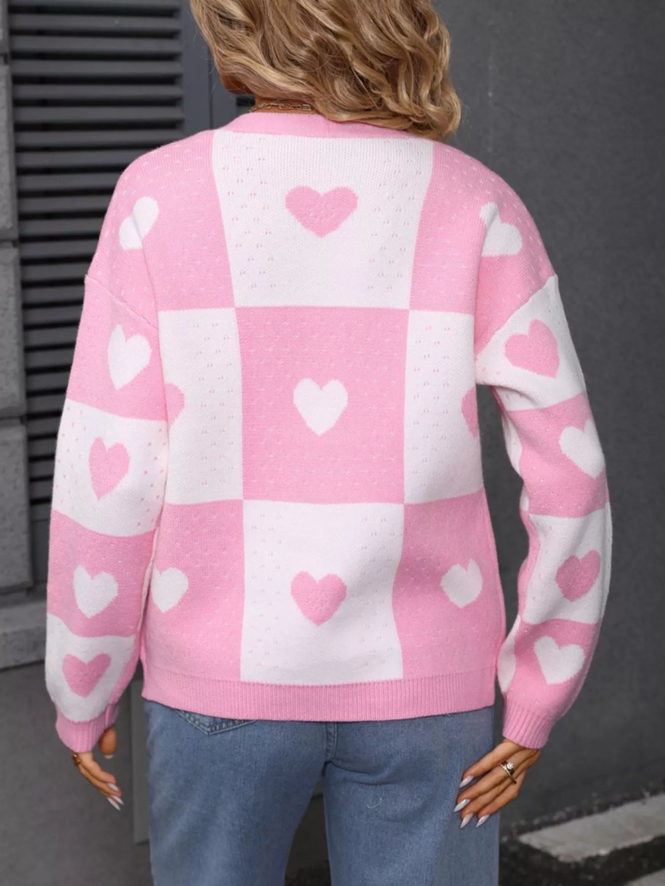  Heart Pattern Knit Cardigan