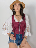 Buy Fringe Lace-Up Vest