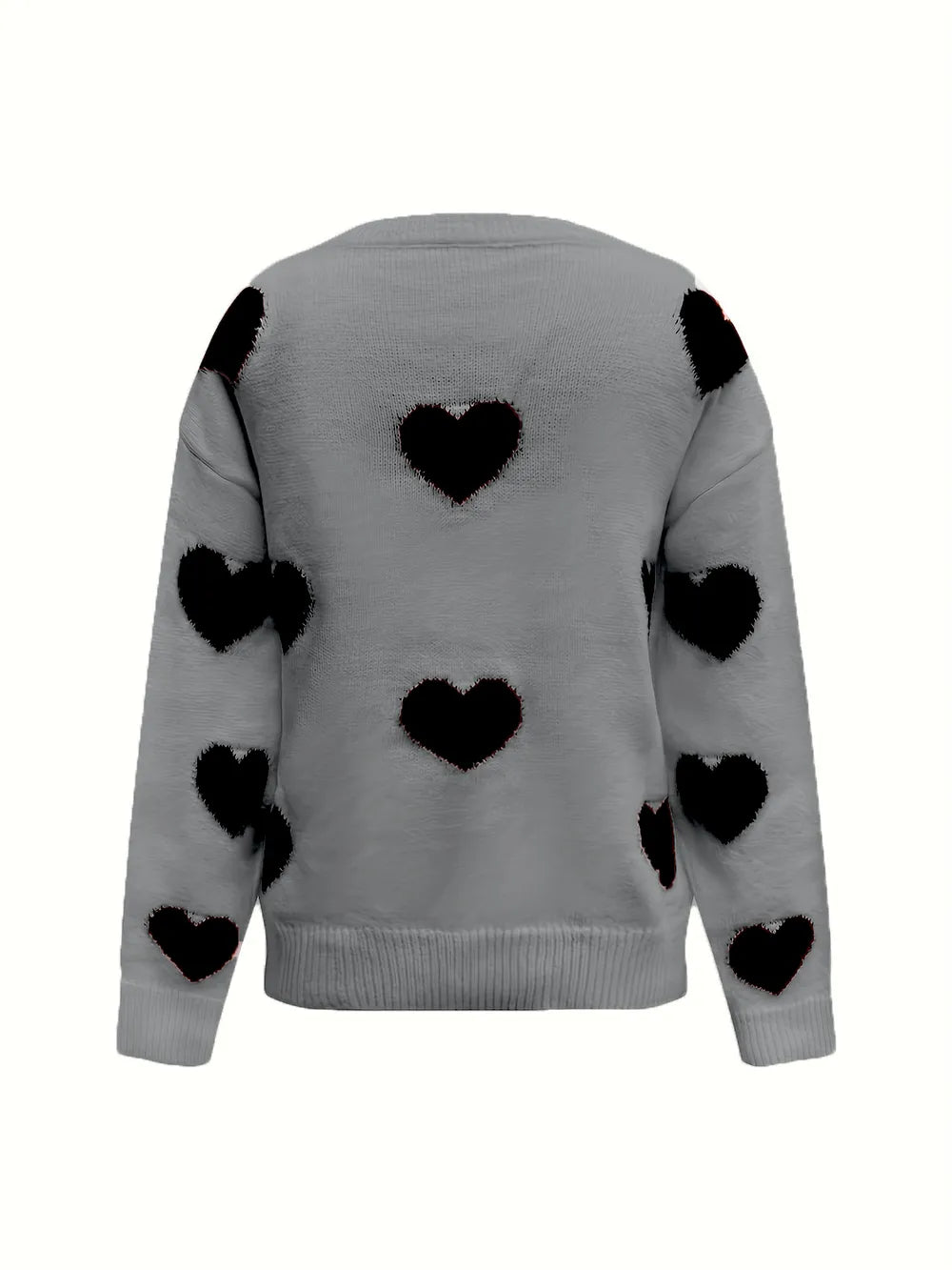 Grey Round Neck Long Sleeve Sweater