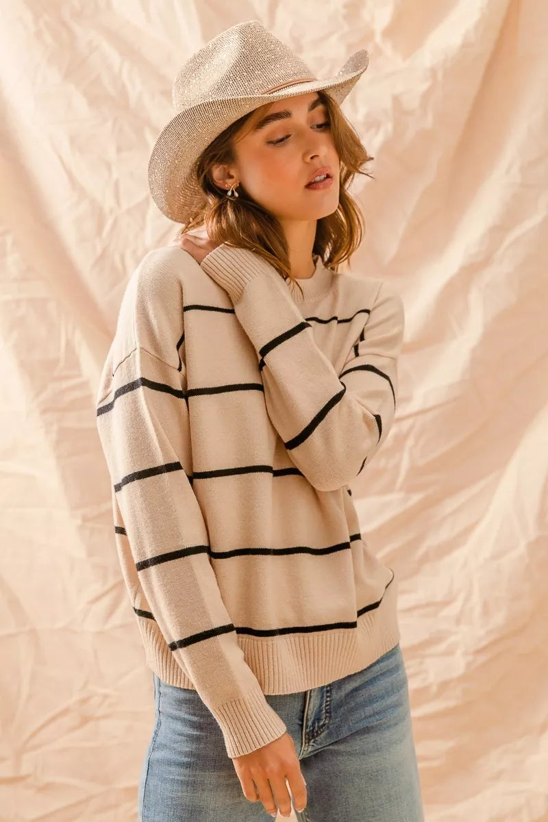 Neck Basic Essential Sweater (Black Linening)