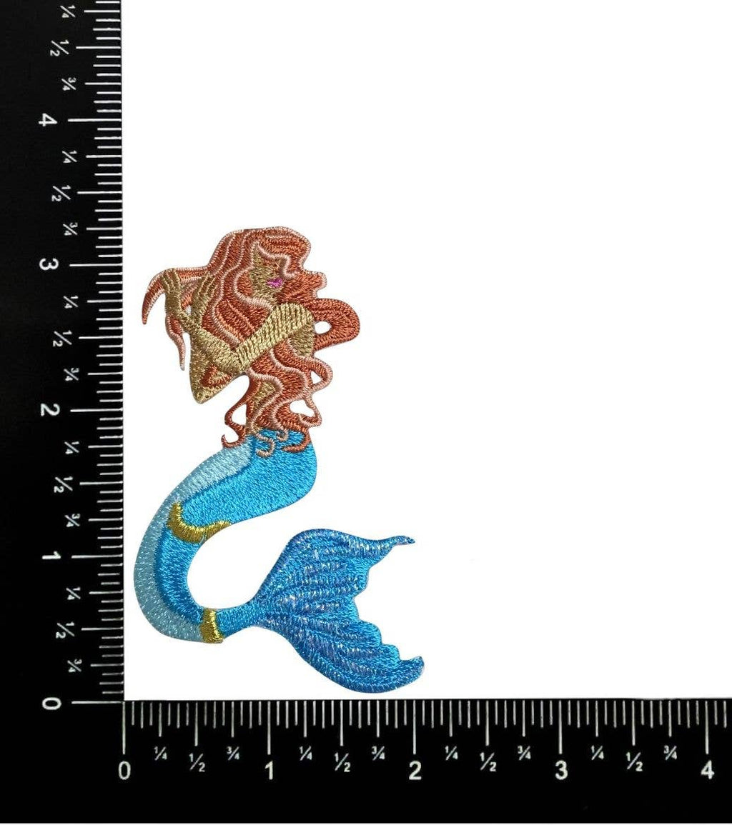 Red-headed Mermaid, Mythical, Fantasy Iron on Patch, Trucker