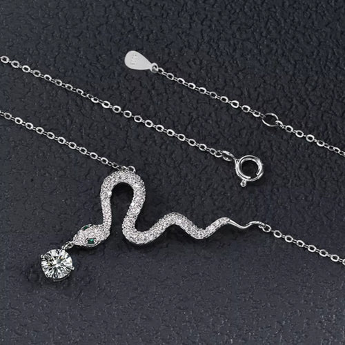 Moissanite Snake Pendant Necklace