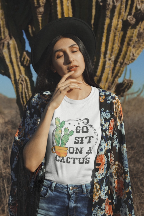 "GO SIT ON A CACTUS" Graphic Tee for Women