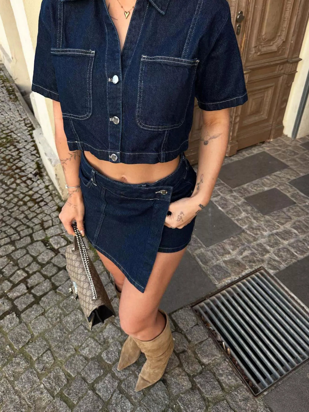Button Denim Set