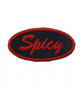 Spicy in Oval, Black and Red, Embroidered, Iron on Patch