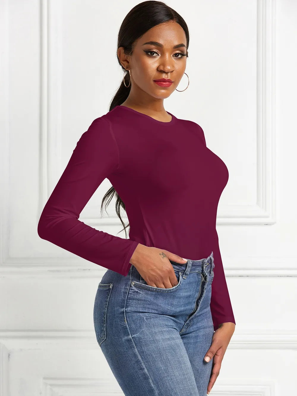 Buy Round Neck Long Sleeve Bodysuit