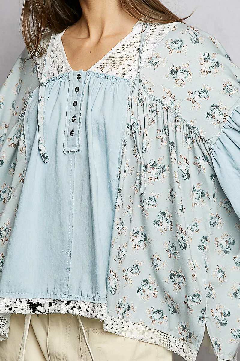 Shop Floral Patch Blouse with Lace 