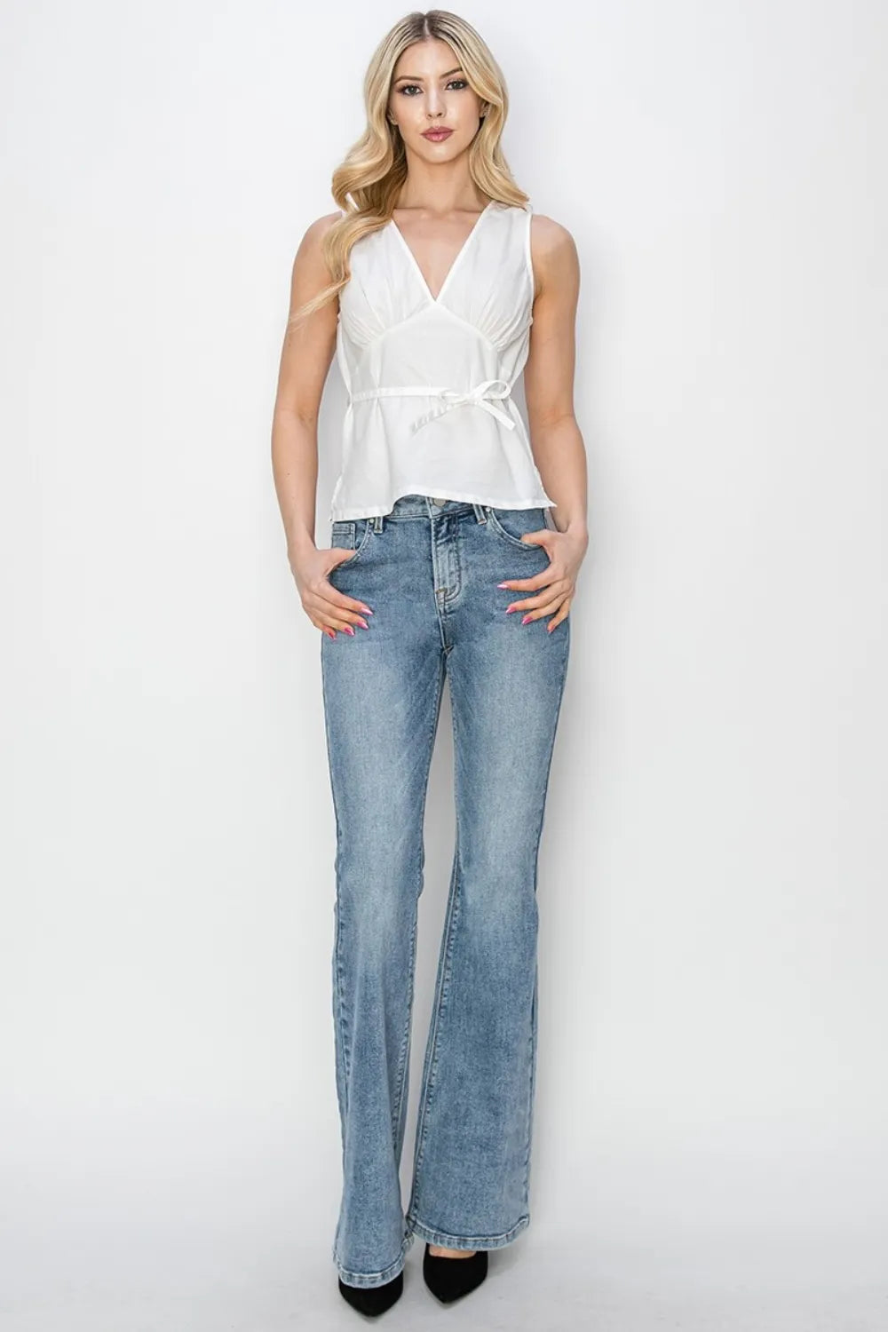 RISEN Full Size Mid Rise Bootcut Girls Jeans