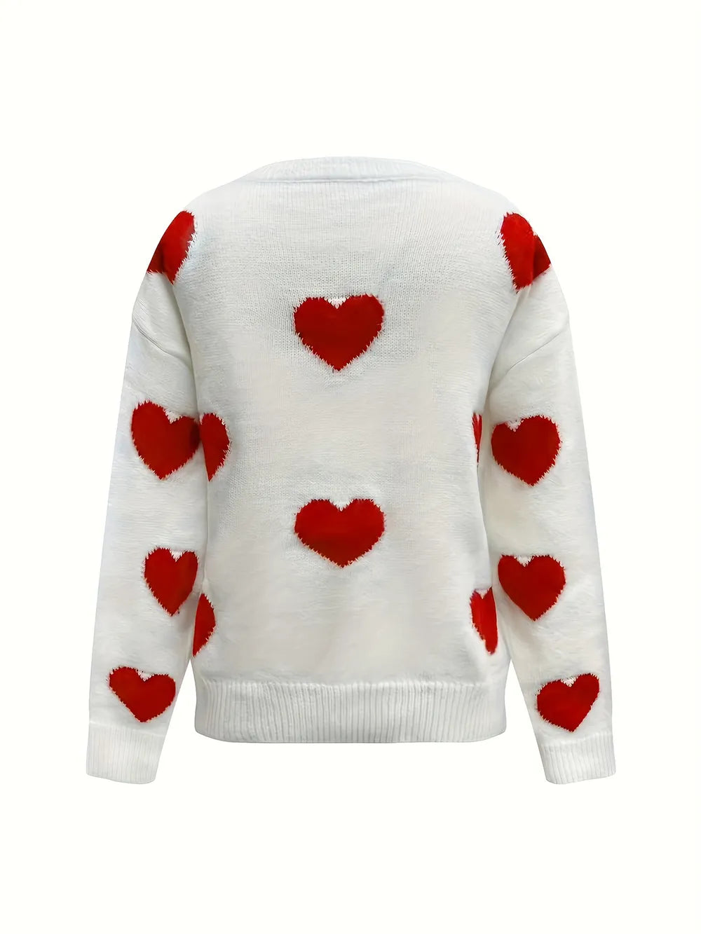 Valentine’s Day Red Heart Round Neck Long Sleeve Sweater