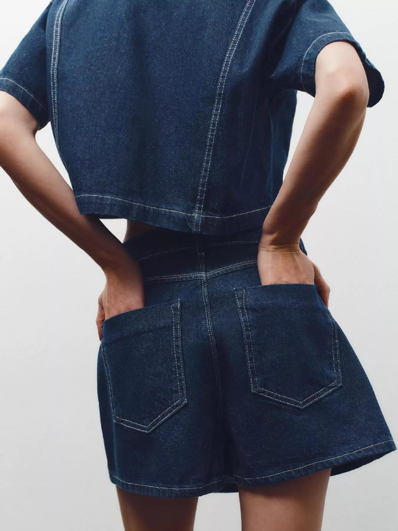  Short Sleeve Skort Denim Set