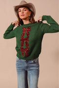 SO ME Sequins Bow Ribbon Embellished Christmas Sweater